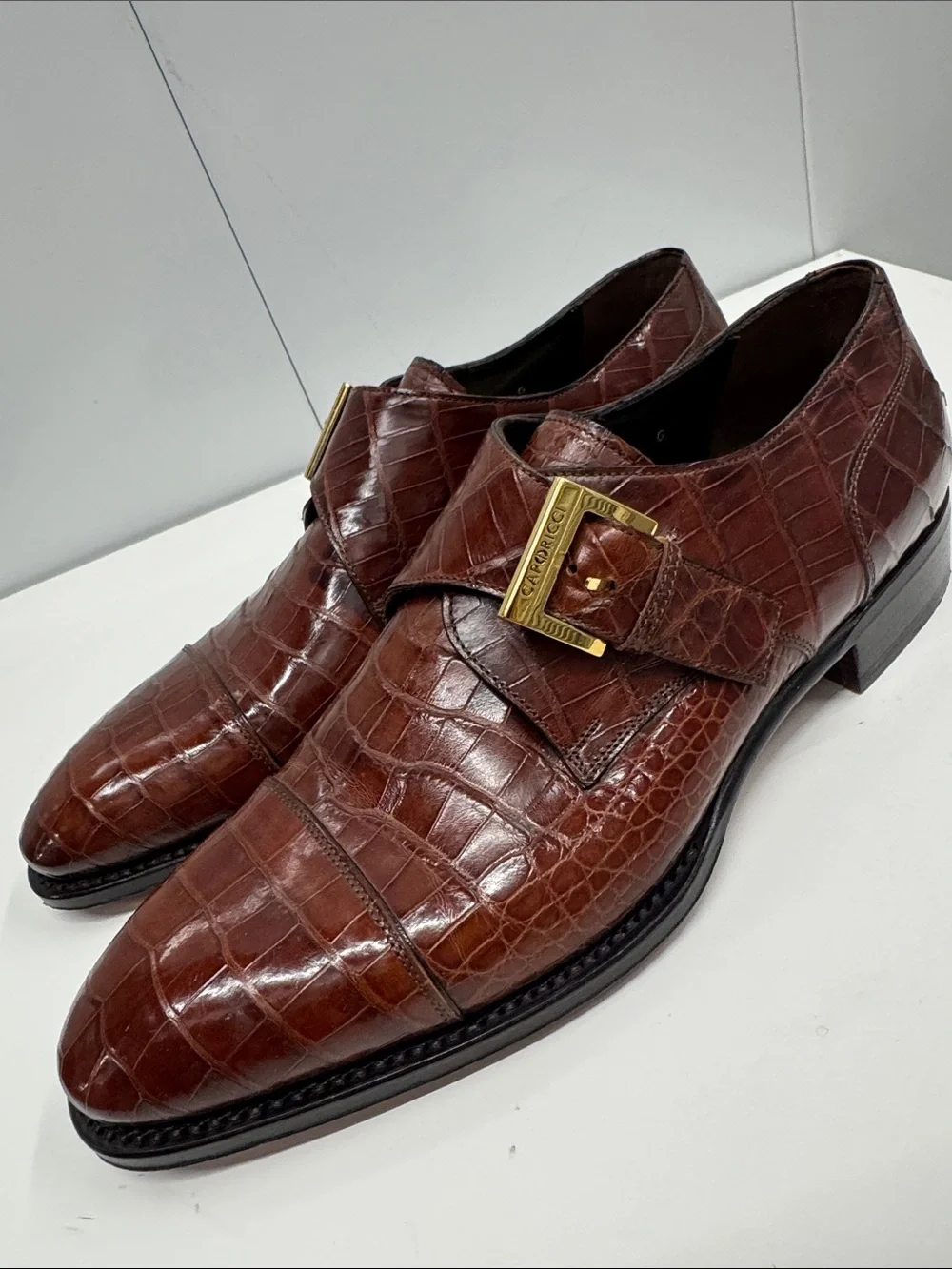 Caporicci genuine alligator 🐊 Leather Monk Strap Shoes size 9